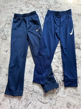 Nike Kids Navy Blue Athletic Joggers with White Swoosh